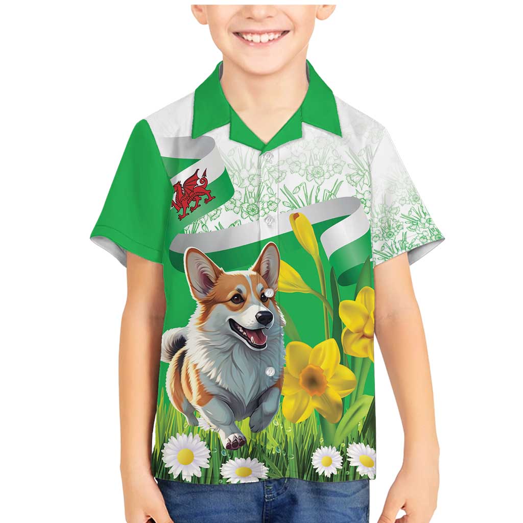 Wales Corgi Daffodil Family Matching Mermaid Dress and Hawaiian Shirt Playful Welsh Dog - Wonder Print Shop