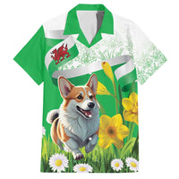 Wales Corgi Daffodil Family Matching Off Shoulder Maxi Dress and Hawaiian Shirt Playful Welsh Dog - Wonder Print Shop