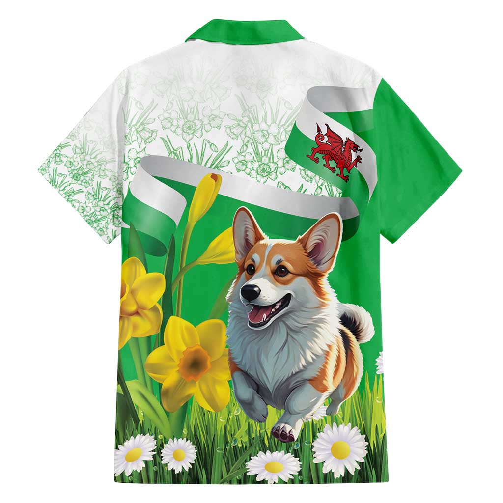 Wales Corgi Daffodil Family Matching Off Shoulder Short Dress and Hawaiian Shirt Playful Welsh Dog - Wonder Print Shop