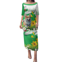 Wales Corgi Daffodil Family Matching Puletasi and Hawaiian Shirt Playful Welsh Dog - Wonder Print Shop