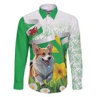 Wales Corgi Daffodil Family Matching Short Sleeve Bodycon Dress and Hawaiian Shirt Playful Welsh Dog - Wonder Print Shop