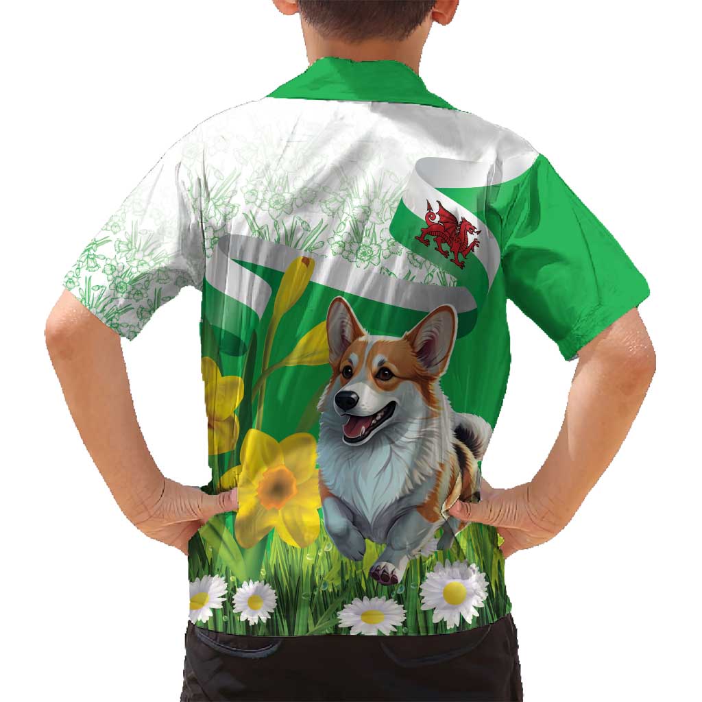 Wales Corgi Daffodil Family Matching Summer Maxi Dress and Hawaiian Shirt Playful Welsh Dog - Wonder Print Shop