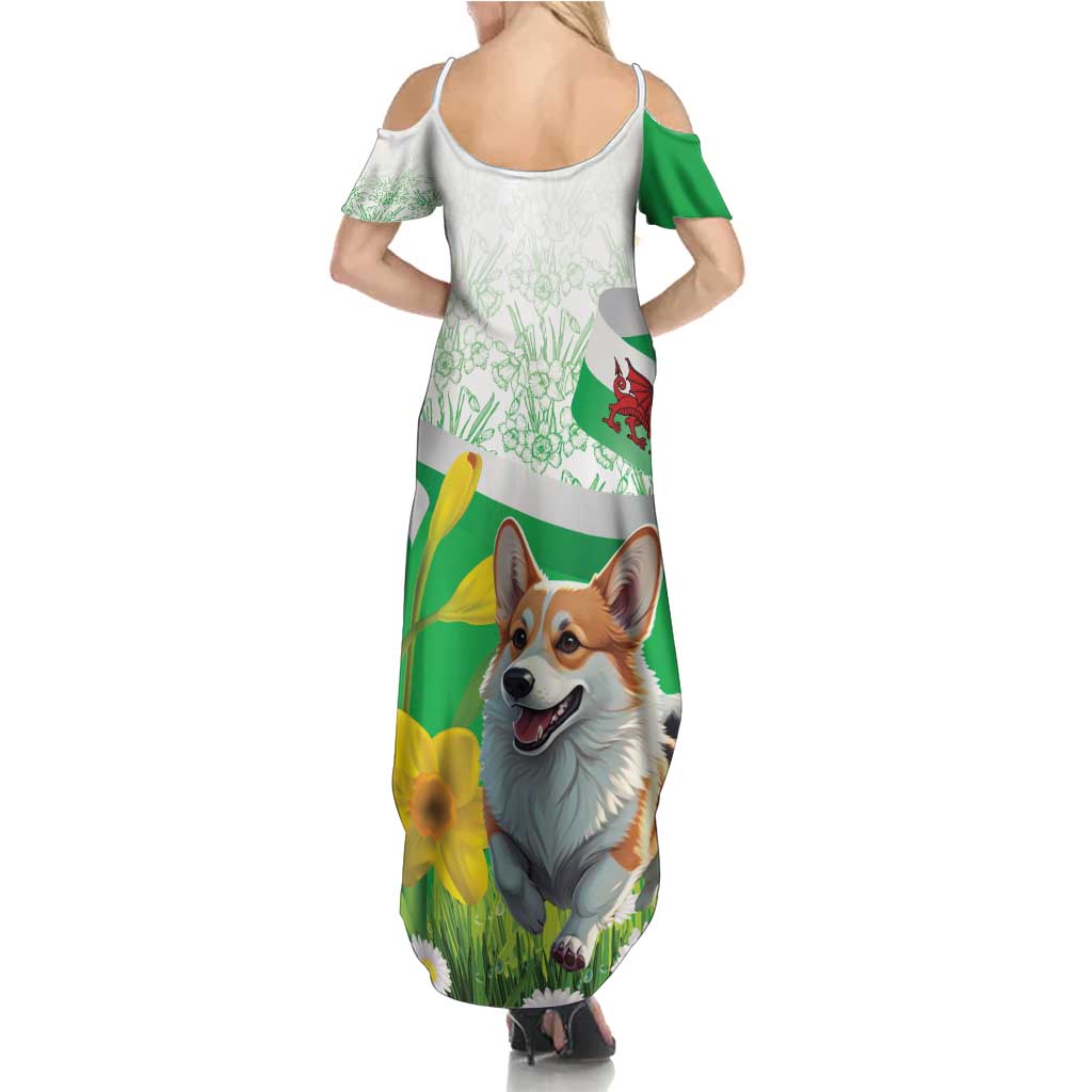 Wales Corgi Daffodil Family Matching Summer Maxi Dress and Hawaiian Shirt Playful Welsh Dog - Wonder Print Shop