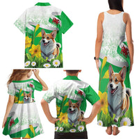 Wales Corgi Daffodil Family Matching Tank Maxi Dress and Hawaiian Shirt Playful Welsh Dog - Wonder Print Shop