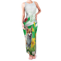 Wales Corgi Daffodil Family Matching Tank Maxi Dress and Hawaiian Shirt Playful Welsh Dog - Wonder Print Shop