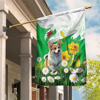 Wales Corgi Daffodil Garden Flag Playful Welsh Dog - Wonder Print Shop