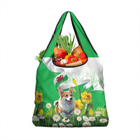 Wales Corgi Daffodil Grocery Bag Playful Welsh Dog - Wonder Print Shop