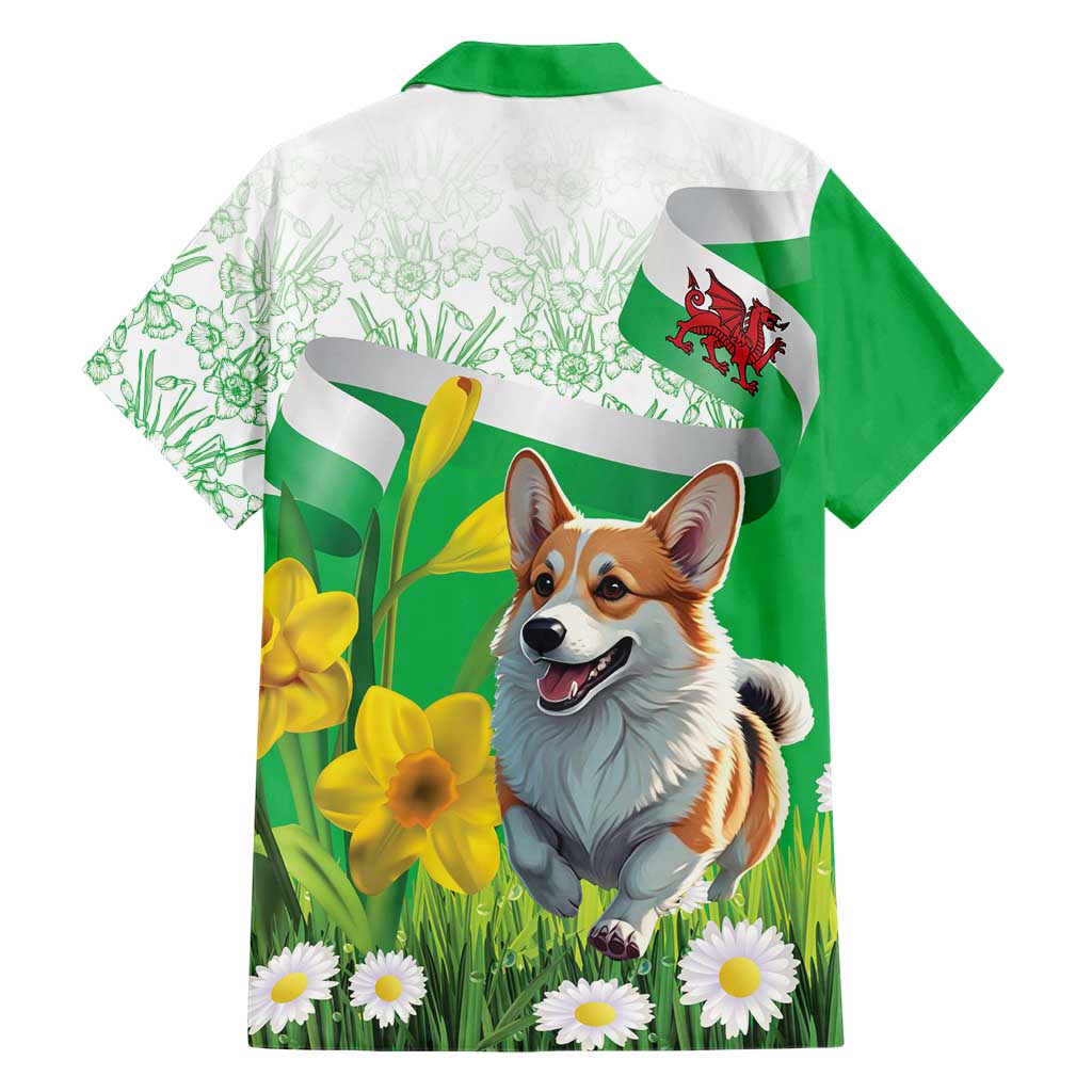 Wales Corgi Daffodil Hawaiian Shirt Playful Welsh Dog - Wonder Print Shop