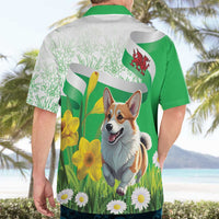 Wales Corgi Daffodil Hawaiian Shirt Playful Welsh Dog - Wonder Print Shop