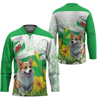 Wales Corgi Daffodil Hockey Jersey Playful Welsh Dog - Wonder Print Shop