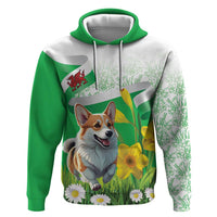 Wales Corgi Daffodil Hoodie Playful Welsh Dog - Wonder Print Shop