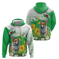 Wales Corgi Daffodil Hoodie Playful Welsh Dog - Wonder Print Shop