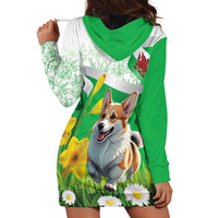 Wales Corgi Daffodil Hoodie Dress Playful Welsh Dog - Wonder Print Shop