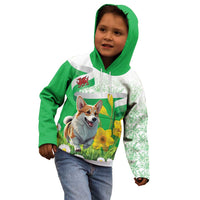 Wales Corgi Daffodil Kid Hoodie Playful Welsh Dog - Wonder Print Shop