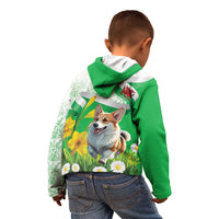 Wales Corgi Daffodil Kid Hoodie Playful Welsh Dog - Wonder Print Shop
