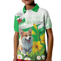 Wales Corgi Daffodil Kid Polo Shirt Playful Welsh Dog - Wonder Print Shop