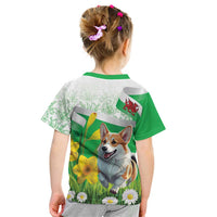 Wales Corgi Daffodil Kid T Shirt Playful Welsh Dog - Wonder Print Shop