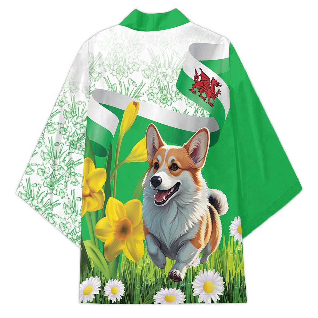 Wales Corgi Daffodil Kimono Playful Welsh Dog - Wonder Print Shop