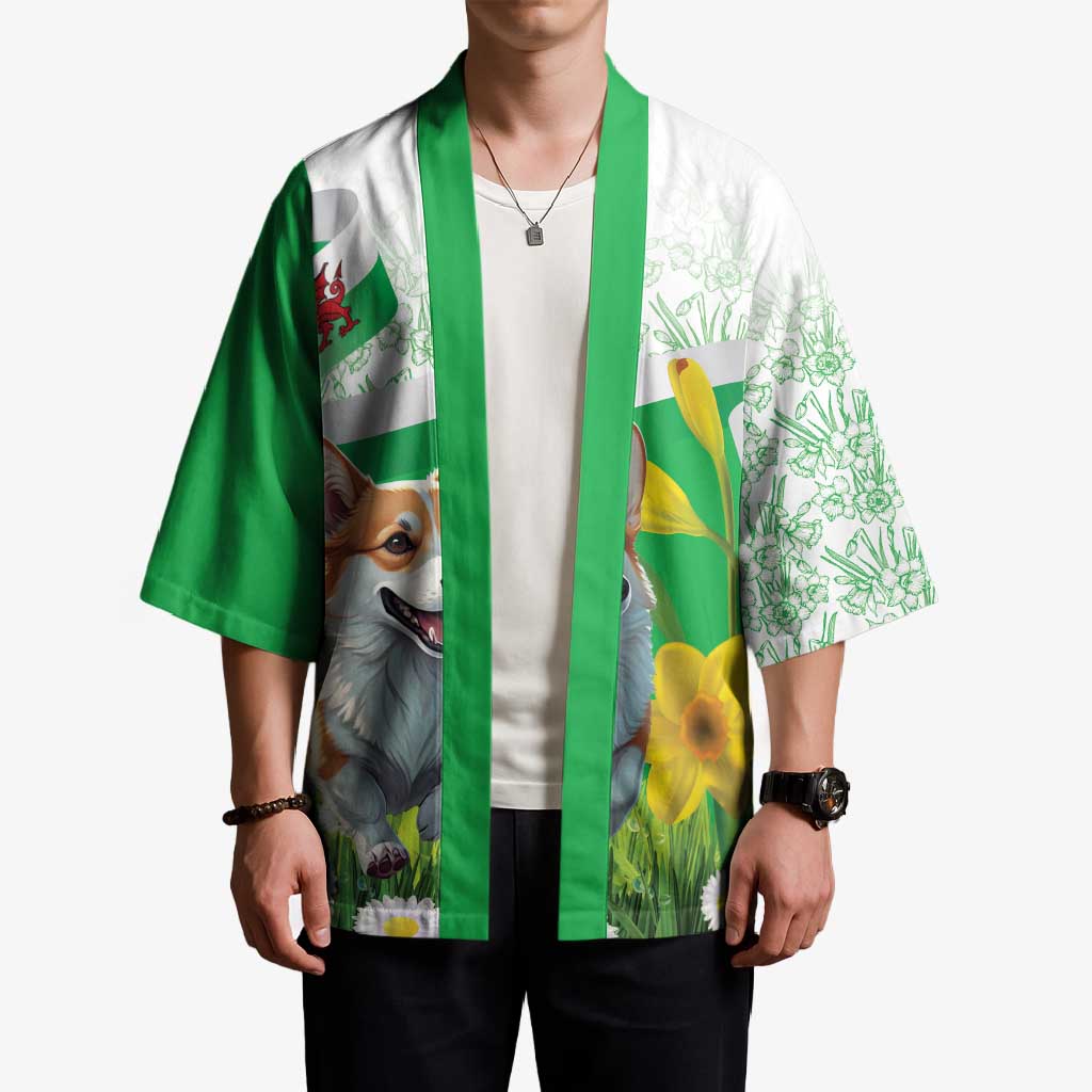 Wales Corgi Daffodil Kimono Playful Welsh Dog - Wonder Print Shop