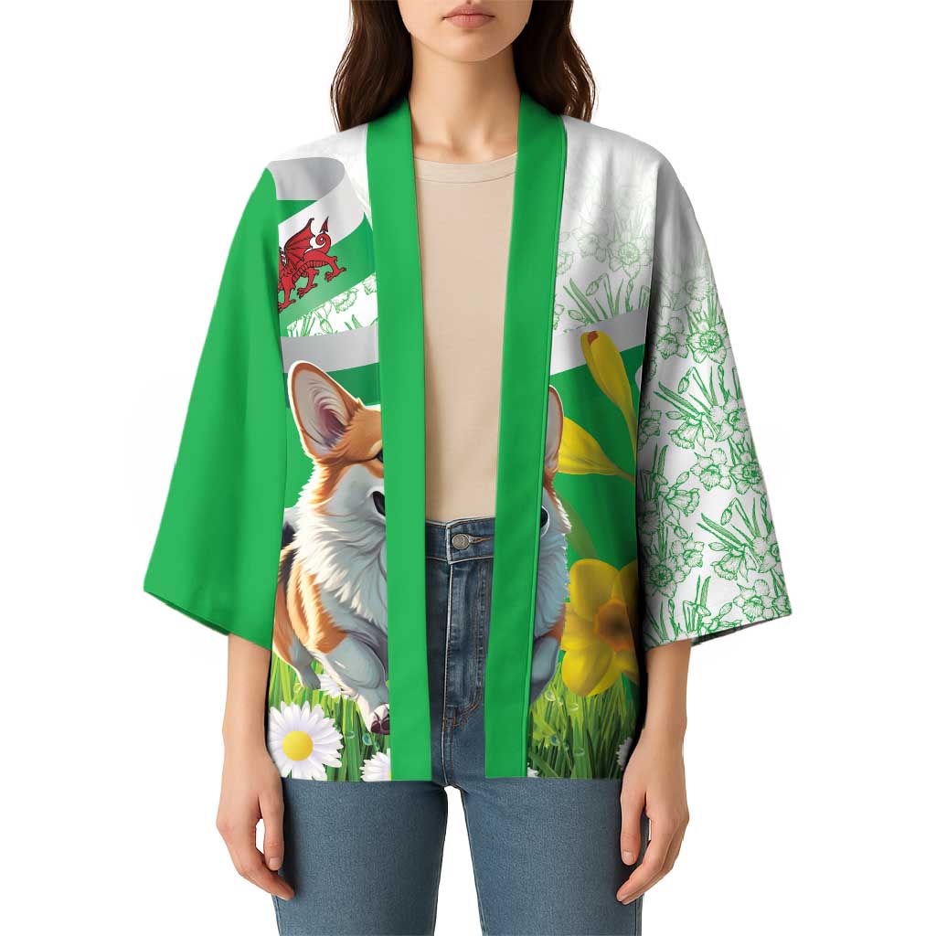 Wales Corgi Daffodil Kimono Playful Welsh Dog - Wonder Print Shop