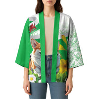 Wales Corgi Daffodil Kimono Playful Welsh Dog - Wonder Print Shop