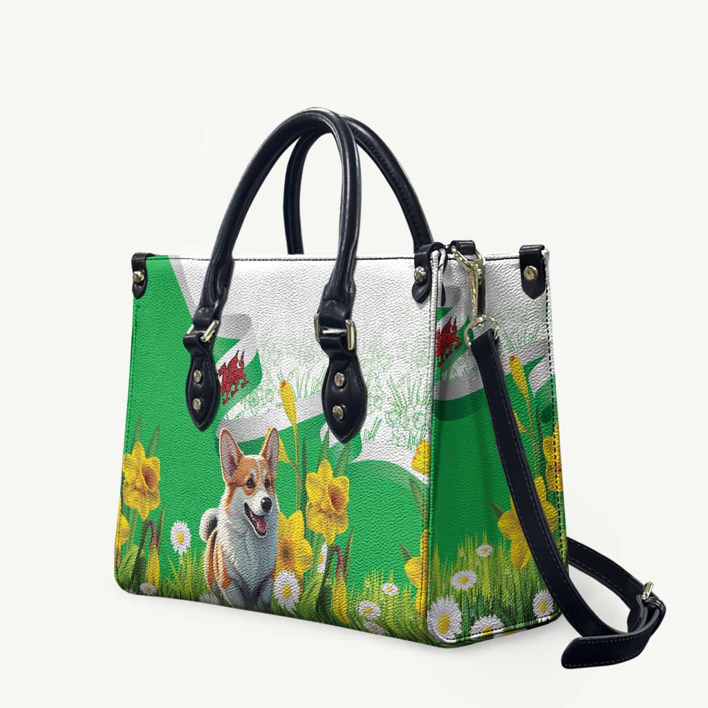 Wales Corgi Daffodil Leather Bag Playful Welsh Dog - Wonder Print Shop