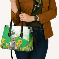 Wales Corgi Daffodil Leather Bag Playful Welsh Dog - Wonder Print Shop