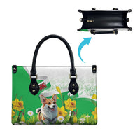 Wales Corgi Daffodil Leather Bag Playful Welsh Dog - Wonder Print Shop