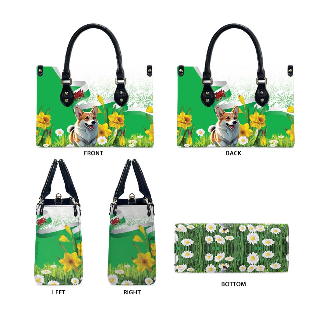 Wales Corgi Daffodil Leather Bag Playful Welsh Dog - Wonder Print Shop