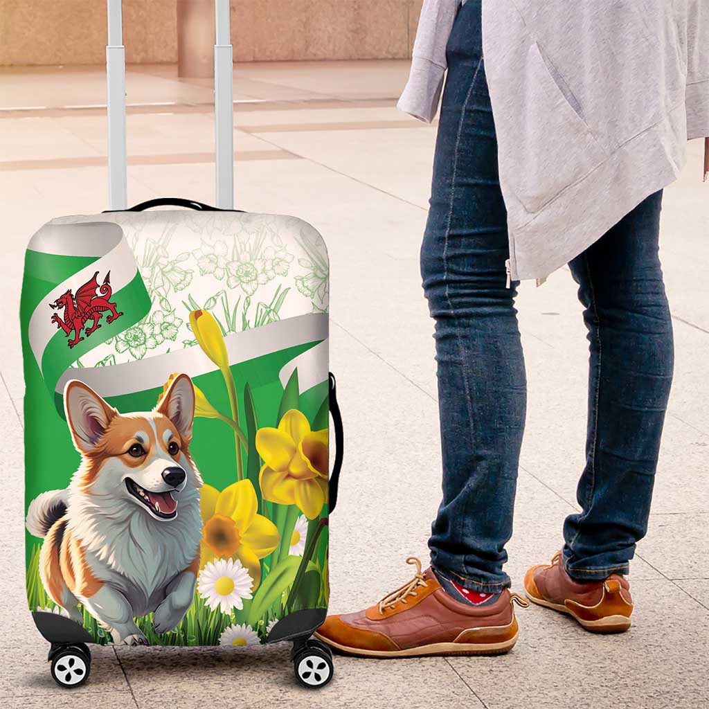 Wales Corgi Daffodil Luggage Cover Playful Welsh Dog - Wonder Print Shop