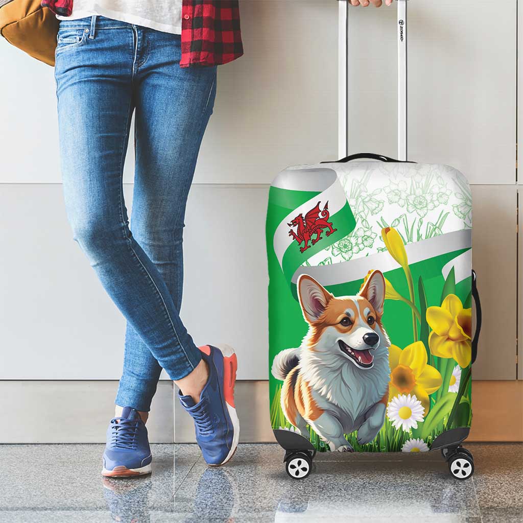 Wales Corgi Daffodil Luggage Cover Playful Welsh Dog - Wonder Print Shop