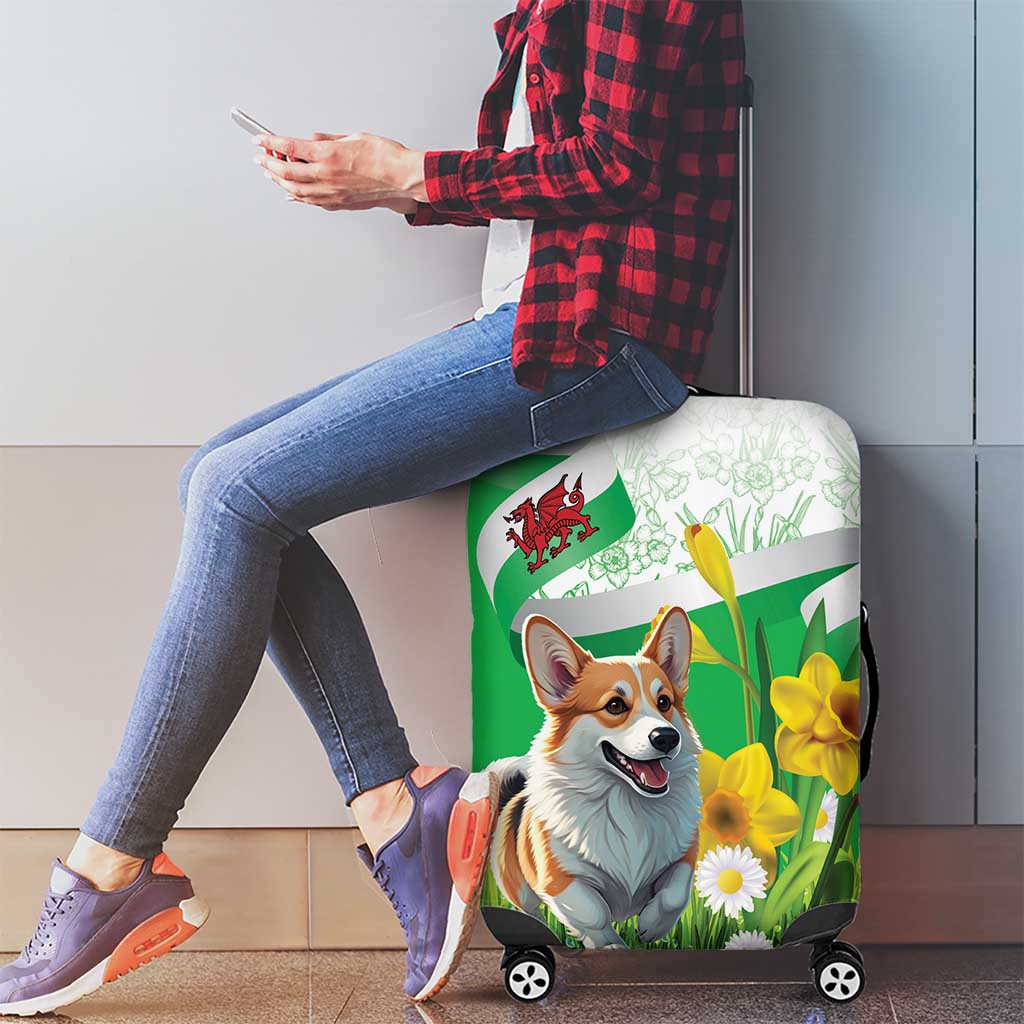 Wales Corgi Daffodil Luggage Cover Playful Welsh Dog - Wonder Print Shop