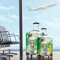 Wales Corgi Daffodil Luggage Cover Playful Welsh Dog - Wonder Print Shop