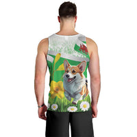 Wales Corgi Daffodil Men Tank Top Playful Welsh Dog - Wonder Print Shop