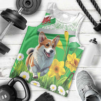 Wales Corgi Daffodil Men Tank Top Playful Welsh Dog - Wonder Print Shop