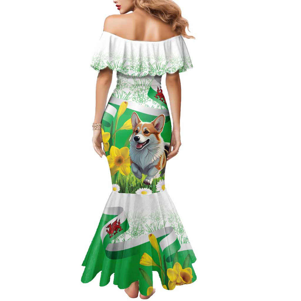 Wales Corgi Daffodil Mermaid Dress Playful Welsh Dog - Wonder Print Shop