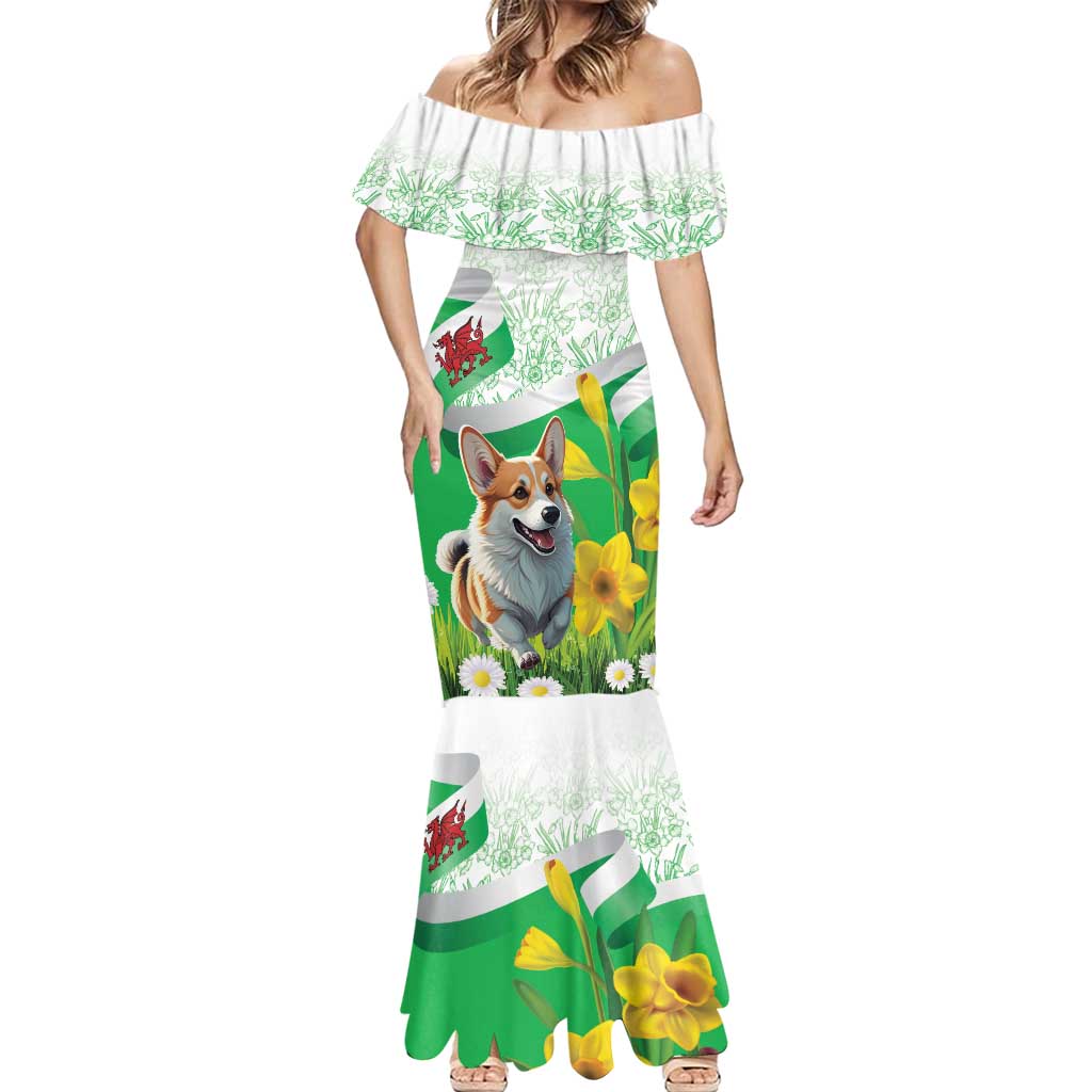 Wales Corgi Daffodil Mermaid Dress Playful Welsh Dog - Wonder Print Shop