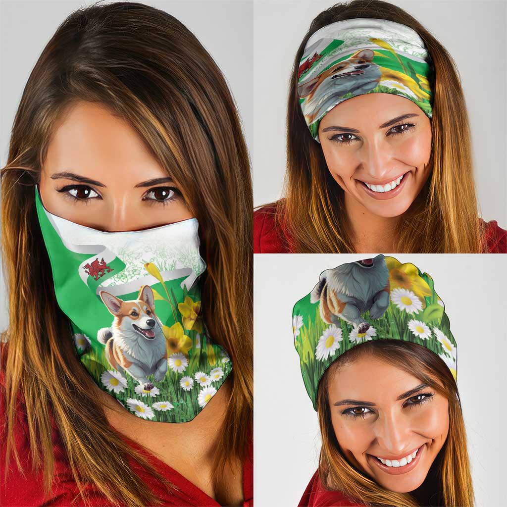 Wales Corgi Daffodil Neck Gaiter Playful Welsh Dog - Wonder Print Shop