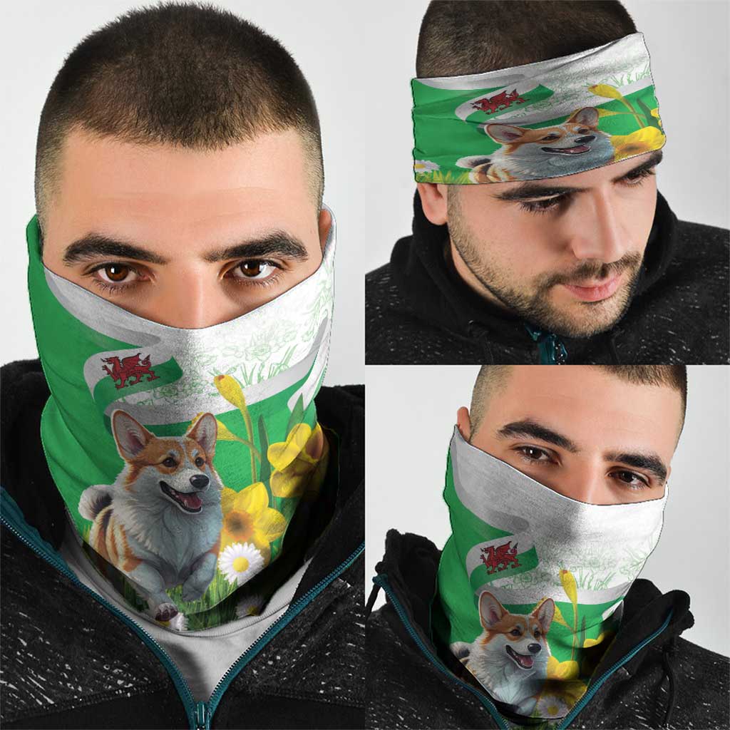 Wales Corgi Daffodil Neck Gaiter Playful Welsh Dog - Wonder Print Shop