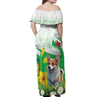 Wales Corgi Daffodil Off Shoulder Maxi Dress Playful Welsh Dog - Wonder Print Shop