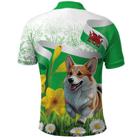 Wales Corgi Daffodil Polo Shirt Playful Welsh Dog - Wonder Print Shop