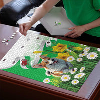 Wales Corgi Daffodil Puzzle Playful Welsh Dog - Wonder Print Shop