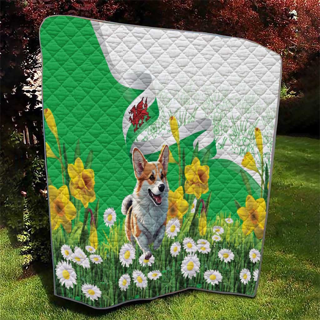 Wales Corgi Daffodil Quilt Playful Welsh Dog - Wonder Print Shop