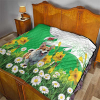 Wales Corgi Daffodil Quilt Playful Welsh Dog - Wonder Print Shop