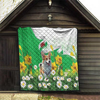 Wales Corgi Daffodil Quilt Playful Welsh Dog - Wonder Print Shop