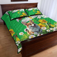 Wales Corgi Daffodil Quilt Bed Set Playful Welsh Dog - Wonder Print Shop