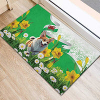 Wales Corgi Daffodil Rubber Doormat Playful Welsh Dog - Wonder Print Shop