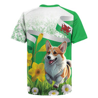 Wales Corgi Daffodil Rugby Jersey Playful Welsh Dog - Wonder Print Shop