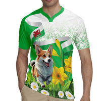 Wales Corgi Daffodil Rugby Jersey Playful Welsh Dog - Wonder Print Shop