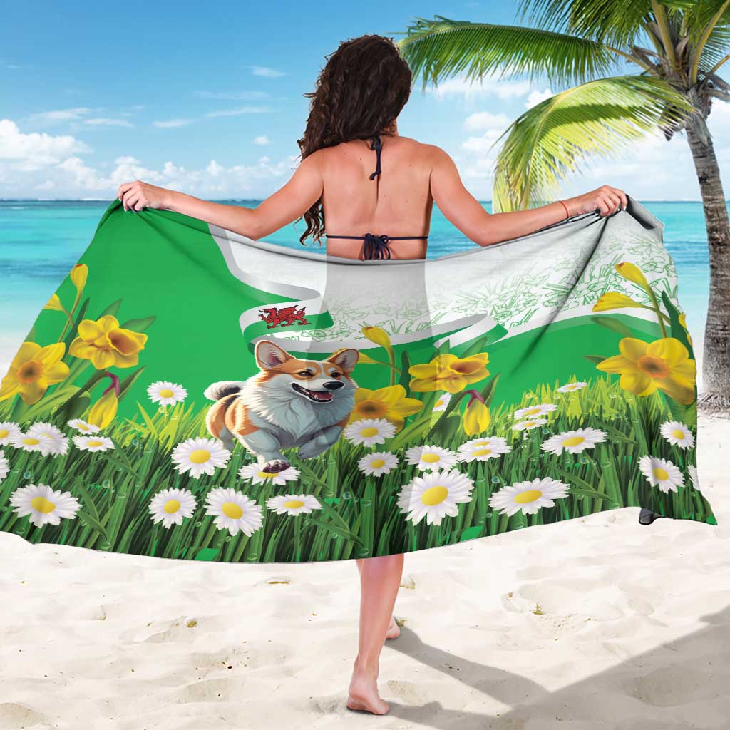 Wales Corgi Daffodil Sarong Playful Welsh Dog - Wonder Print Shop